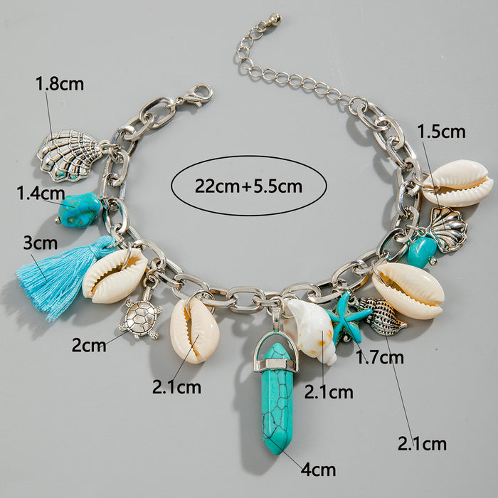 Bohemian Floral Anklet Set - Starfish Multi-Layer Foot Jewelry