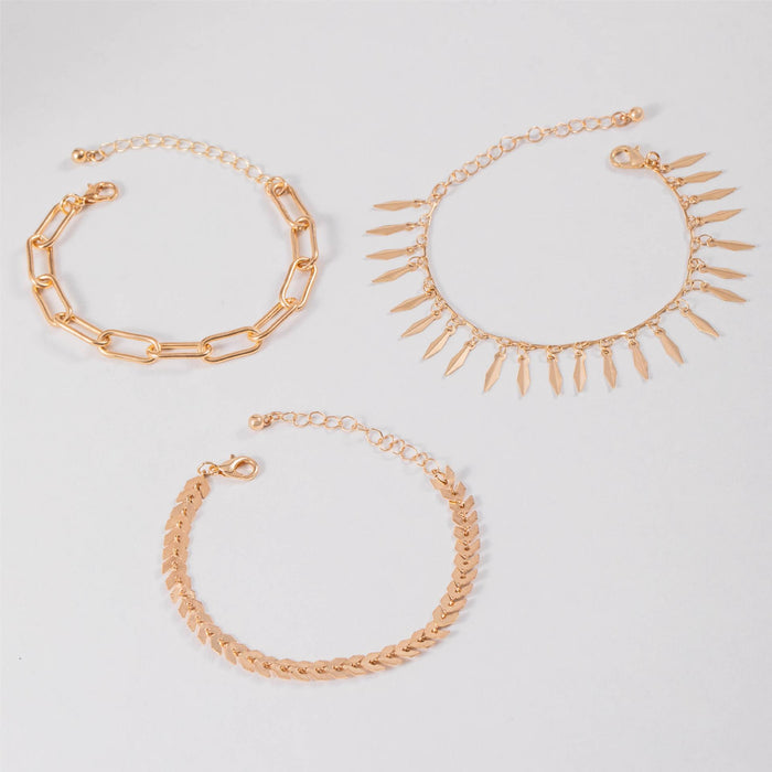 Creative Geometric Tassel Plane Chain Multi-Layer Bracelet Set - Unique Metal Chain Jewelry