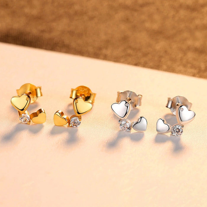 Heart-shaped zircon earrings for students