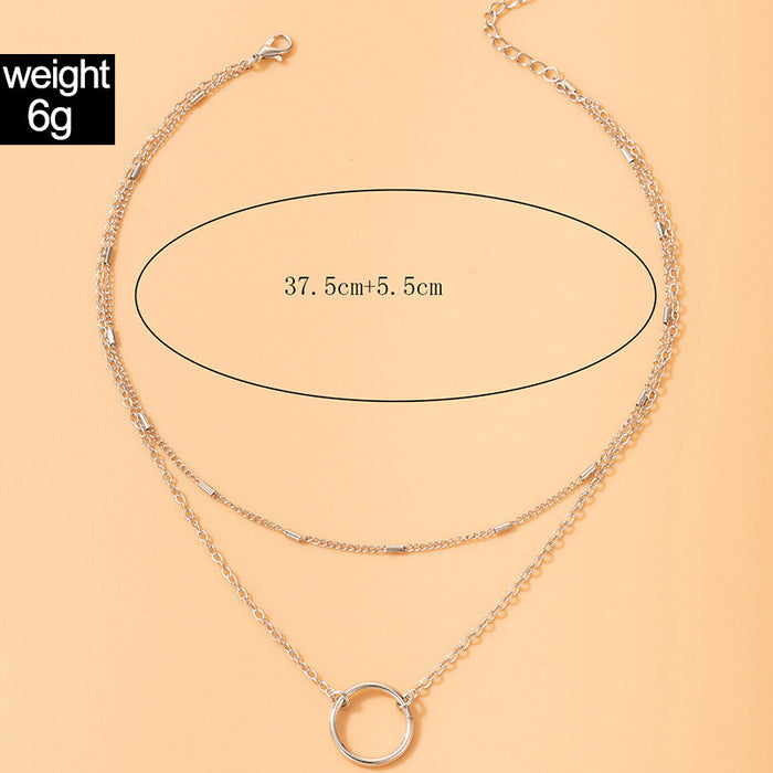 Collar geométrico multicapa para mujer: joyería minimalista con colgante circular