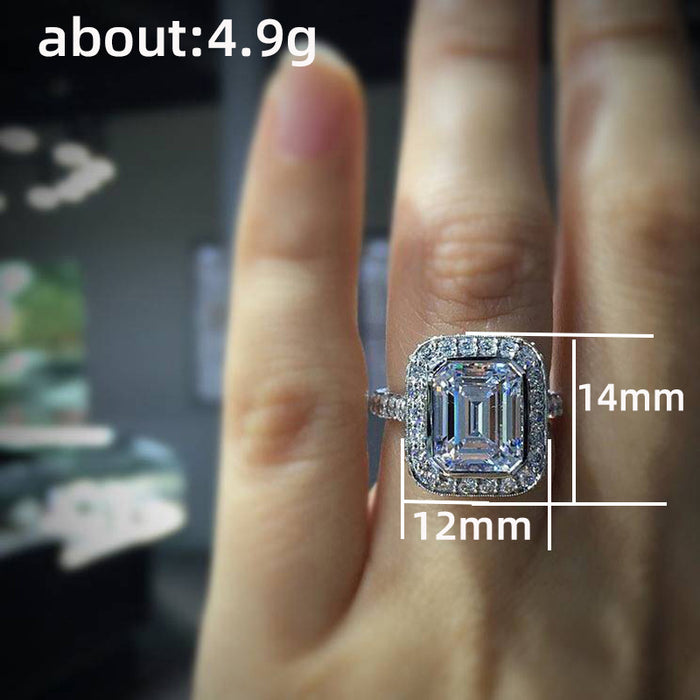 Rock sugar ring square princess banquet luxury women's ring