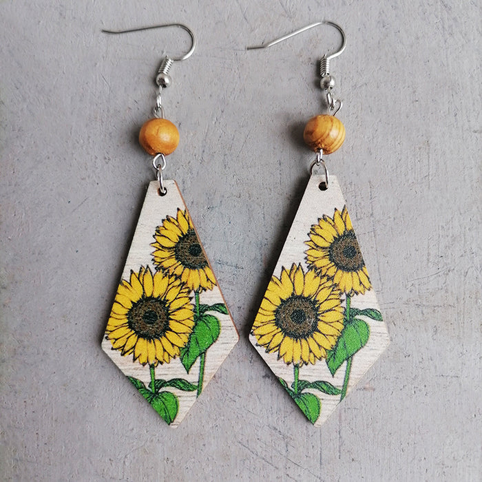 Sunflower Wooden Earrings