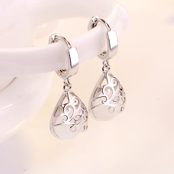 Hollow oval earrings for women zircon stud earrings