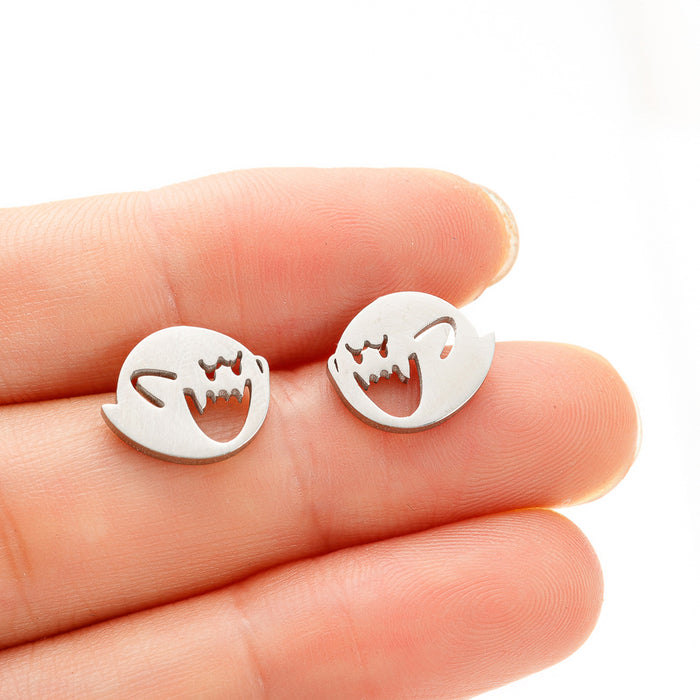 Happy funny earrings, foreign trade new stainless steel Halloween ghost monster wings earrings wholesale