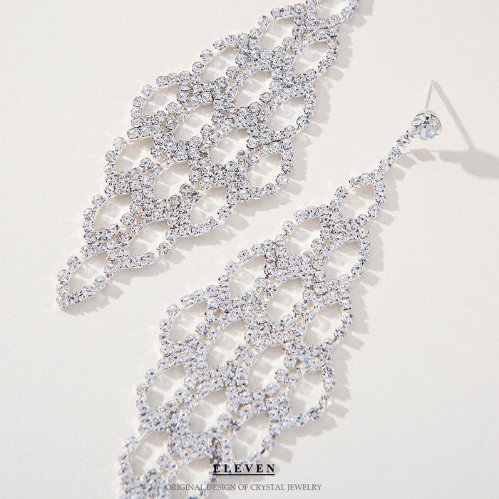 Extra-Long Rhinestone Tassel Earrings - Sparkling Jewelry for Women