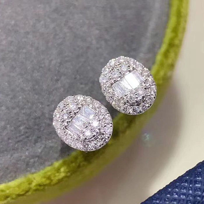 Conjunto de dos piezas de pendientes con circonitas ovaladas y diamantes