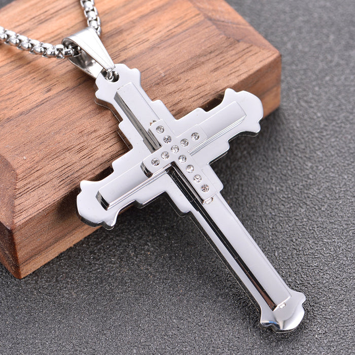 Dark Knight Men's Stainless Steel Cross Necklace - wallojewerly 