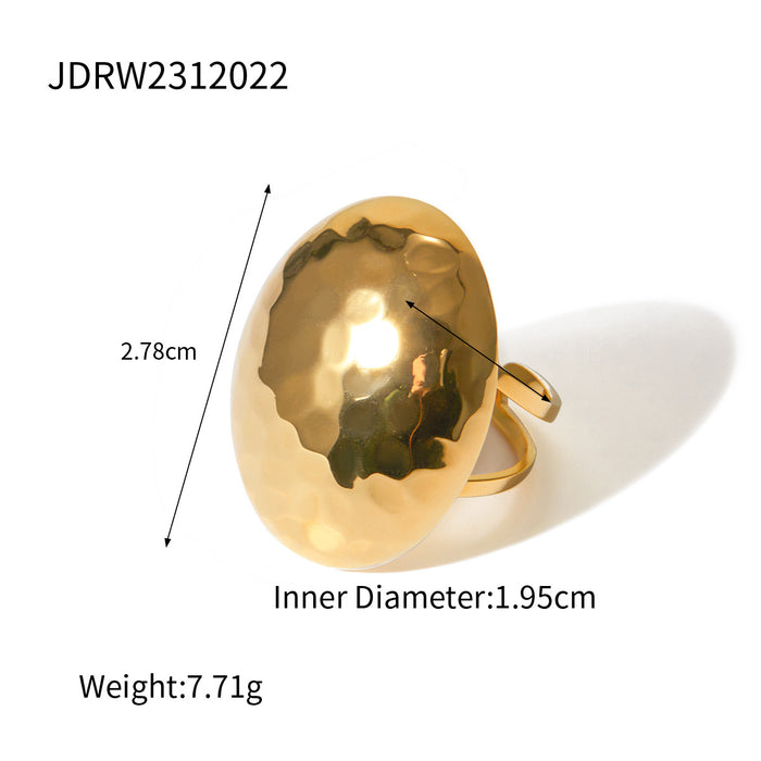 18K Gold Stainless Steel Woven Texture Open Ring with Zircon