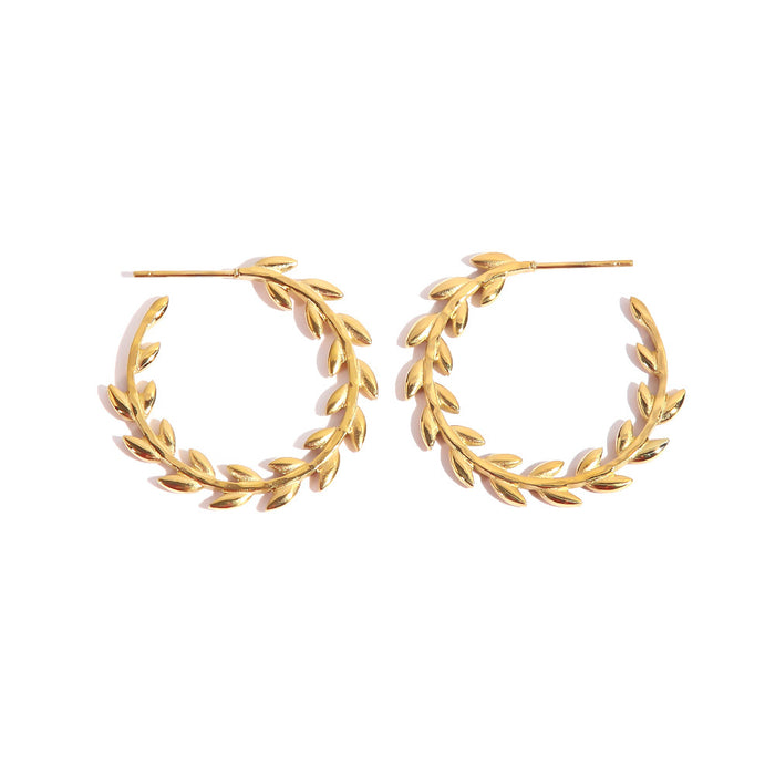 Nuevos pendientes de acero inoxidable en forma de C de oro de 18 quilates de estilo europeo: joyería de moda de alta gama para mujeres