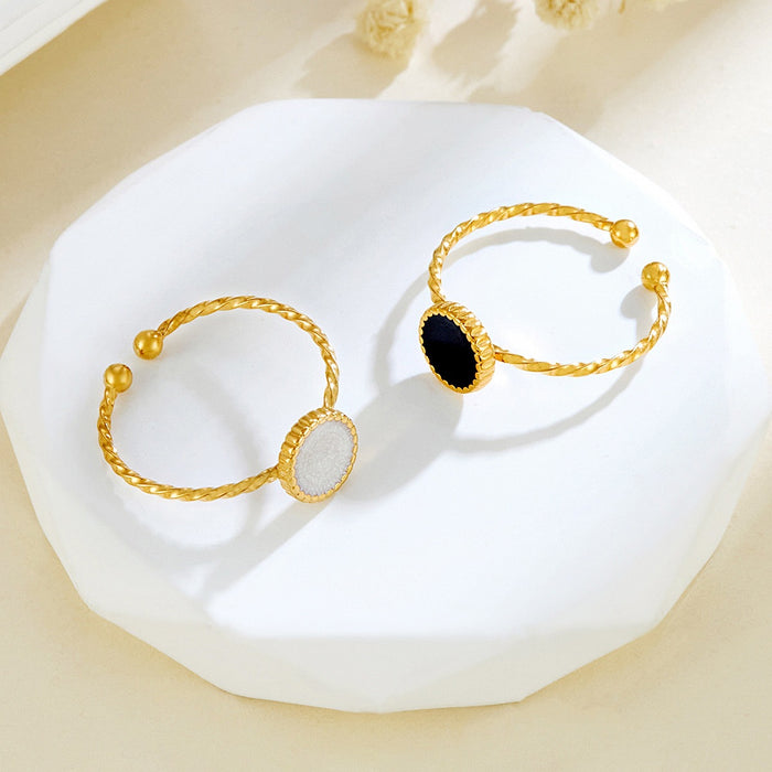 Wholesale 304 stainless steel black and white dripping oil ultra-fine plain ring
