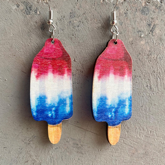 Independence Day patriotic wooden earrings