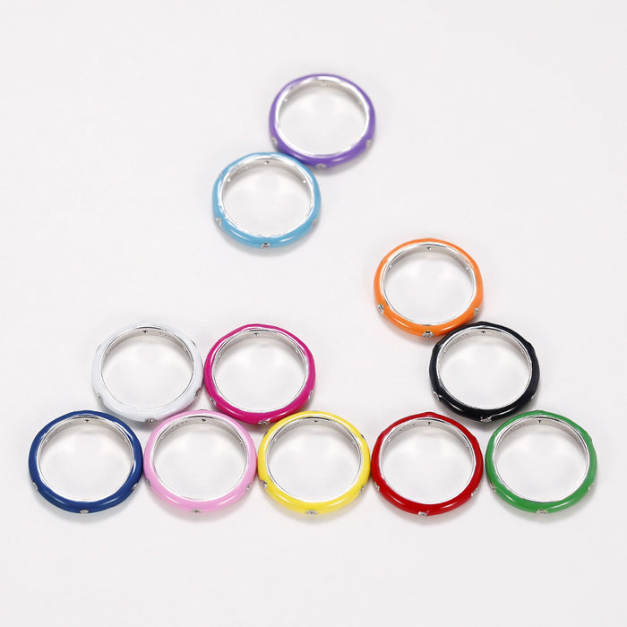Anillo de gota de aceite de color arcoíris, anillo de circón minimalista y versátil