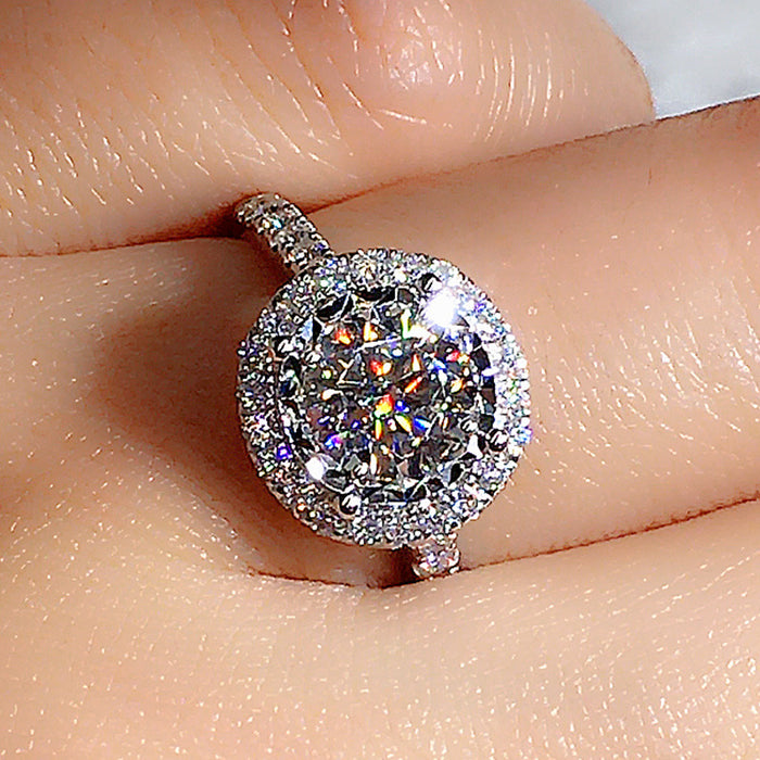 Inlaid simulated diamond ring wedding bridal jewelry factory direct