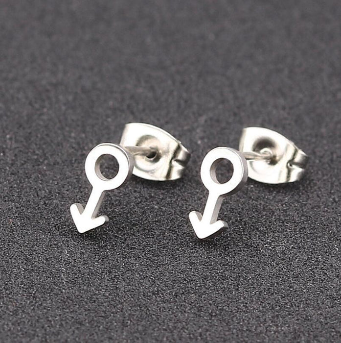 Female Symbol Stainless Steel Earrings - Geometric Black Hip-Hop Jewelry