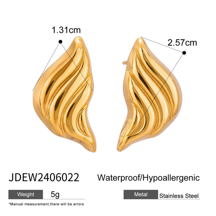 18K Gold Stainless Steel Earrings - Electroplated Titanium Steel Teardrop Design Jewelry