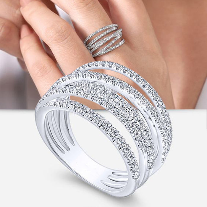 Hip-hop retro geometric line ring