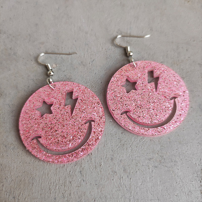 Acrylic Shiny Smiley Earrings