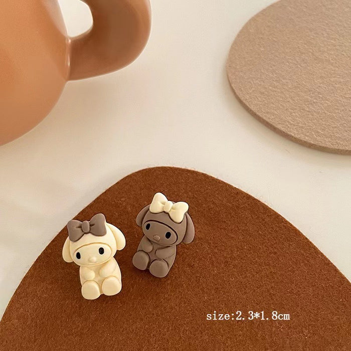 Cartoon bear earrings milk coffee color sweet earrings