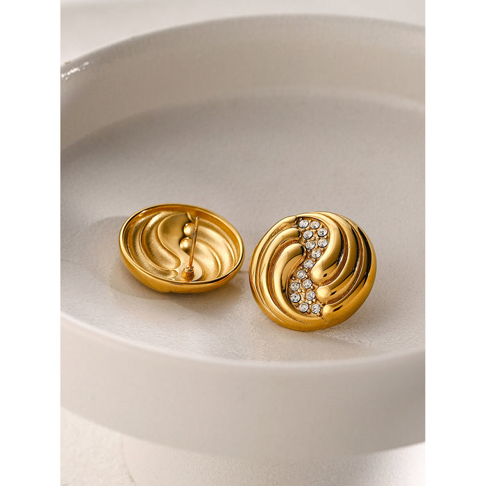 Pendientes de acero inoxidable chapado en oro de 18 quilates con forma de lágrima en espiral y circonitas: las joyas más vendidas para mujeres