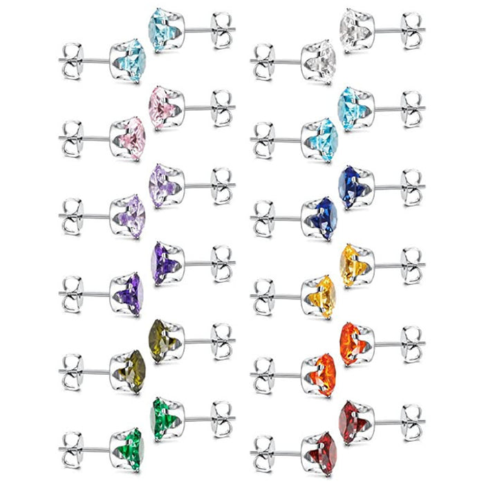 Six-claw colorful zircon earrings for men and women