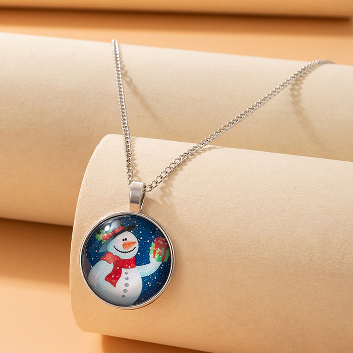 Christmas Snowman Necklace with Santa Claus Single Layer Clavicle Chain