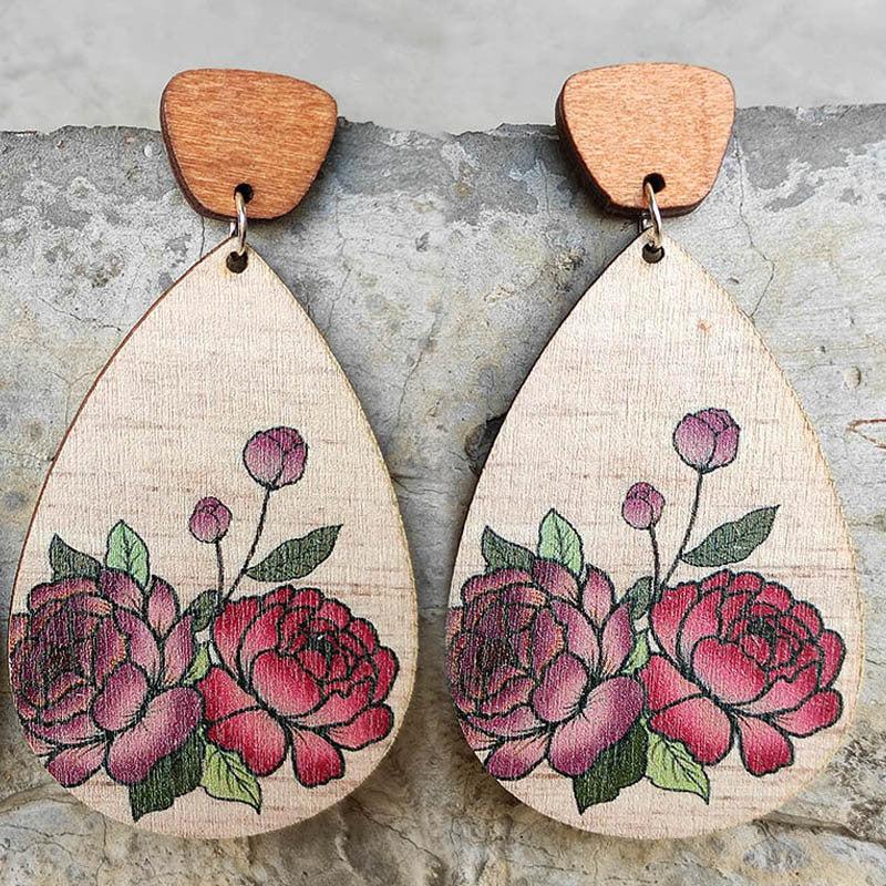 Wooden sunflower earrings - wallojewerly 