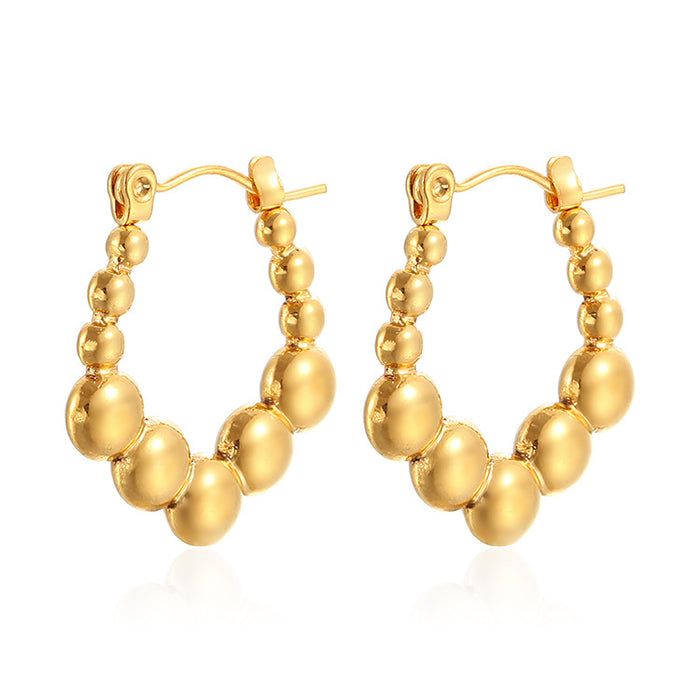 U-shaped bead earrings 18K gold stainless steel trendy retro design