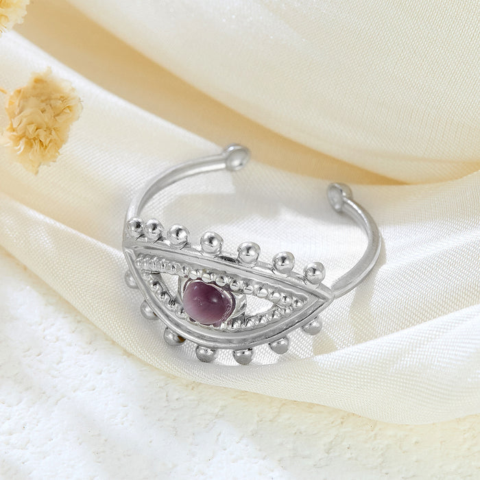 Wholesale stainless steel natural stone devil's eye ring