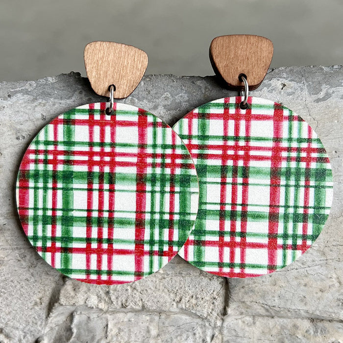 Wooden Christmas striped earrings