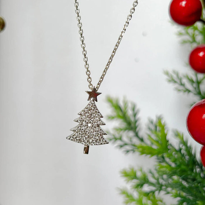 Christmas Zircon Star Necklace Christmas Tree Pendant