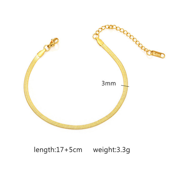 18K Gold Plated Stainless Steel Cuban Chain Women's Titanium Steel Bracelet