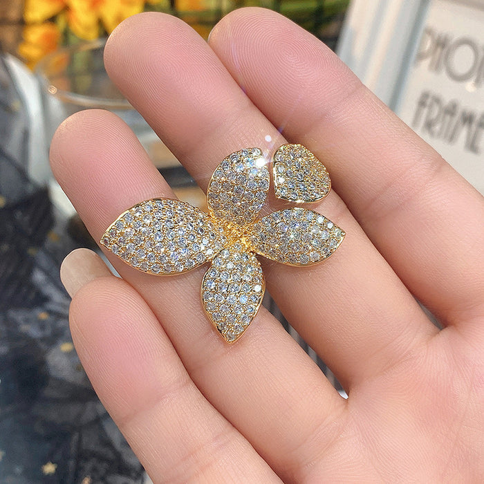 Luxury butterfly ring inlaid with zircon flower open ring for women