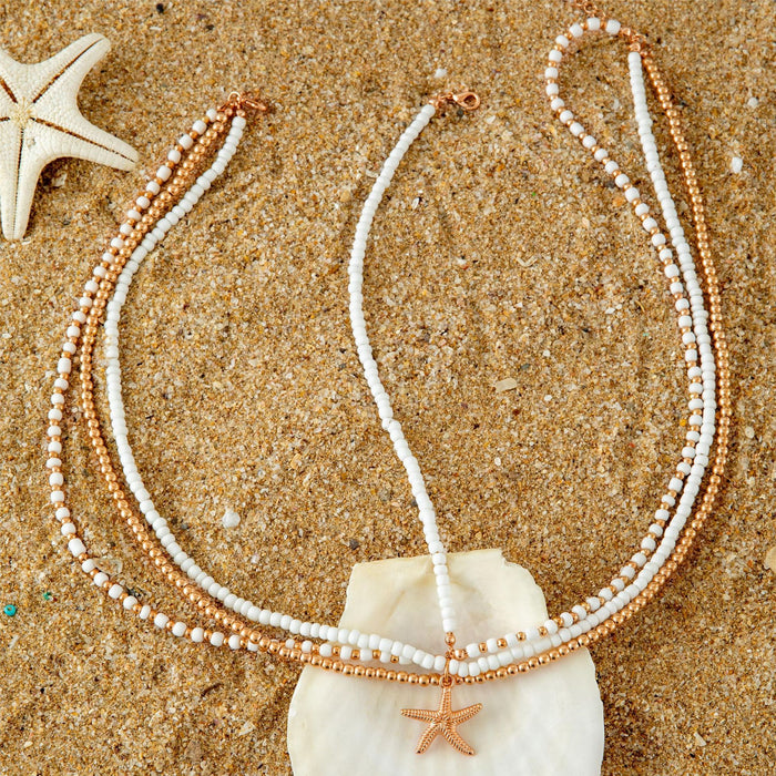 Colorful Beaded Starfish Head Chain for Summer Beach Vacations