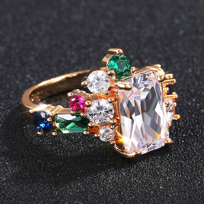 Luxury colorful zircon ring party jewelry