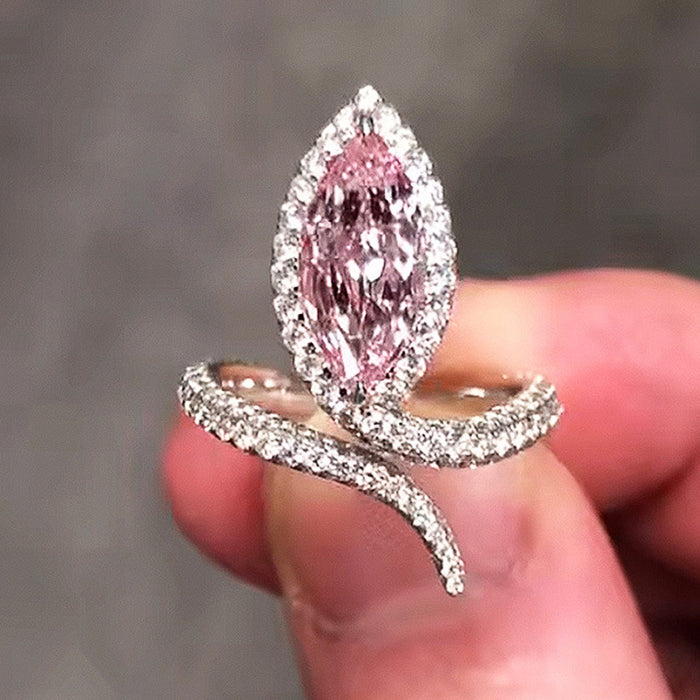 Princess pink ring European and American fashion rich daughter ring