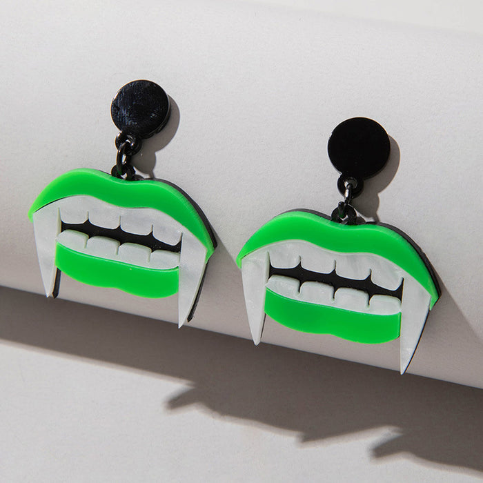 Cartoon cat earrings Halloween lips teeth ghost face earrings