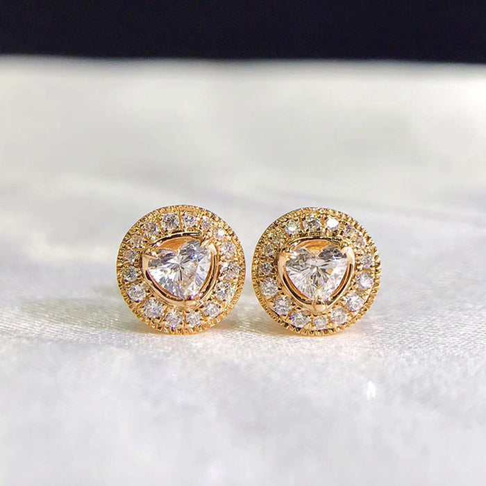 Heart-shaped zircon earrings for women, cool style earrings