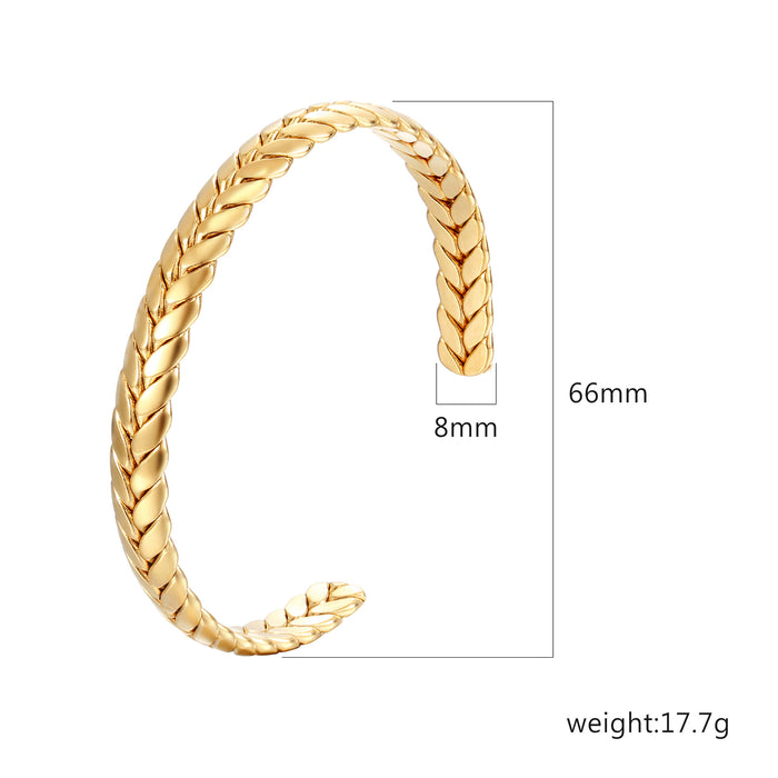 18K gold plated wheat ear stainless steel simple ladies bracelet