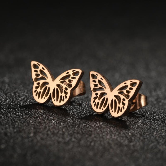 Butterfly Wing Stainless Steel Stud Earrings - Delicate and Elegant Jewelry for Any Occasion