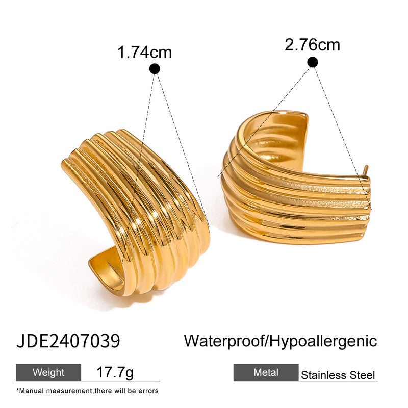 Pendientes de acero inoxidable con doble C de estilo europeo transfronterizo: joyería de acero de titanio de alta gama y de gran tamaño
