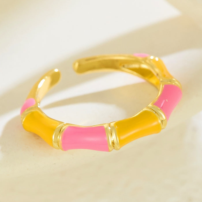 Wholesale copper enamel rainbow dopamine bamboo rings