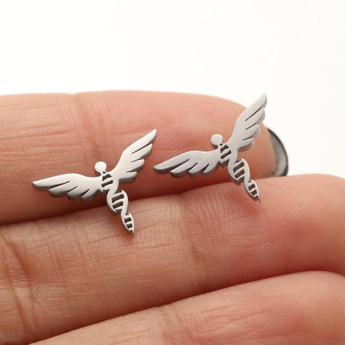 Angel Wing Stainless Steel Stud Earrings - Luxurious Goddess-Inspired Jewelry