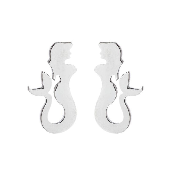 Mermaid Stainless Steel Stud Earrings - Cute and Playful Jewelry for Summer Vibes