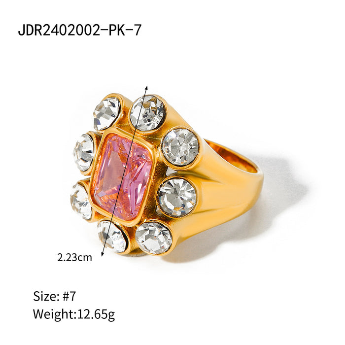 Adjustable 18K Gold Plated Stainless Steel Ring with Hollow Design