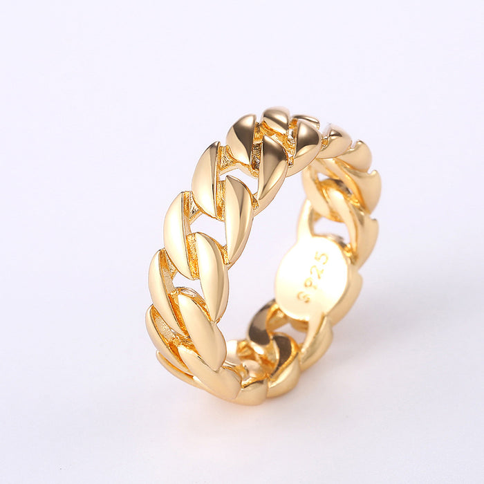 Copper plated two-tone chain ring European and American trendy punk men's ring