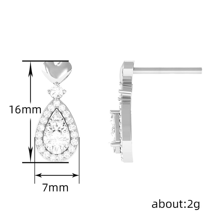 Korean style temperament earrings love water drop earrings micro inlaid exquisite earrings for women