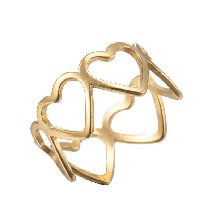 Japanese and Korean geometric love couple ring, stainless steel hollow open ring wholesale