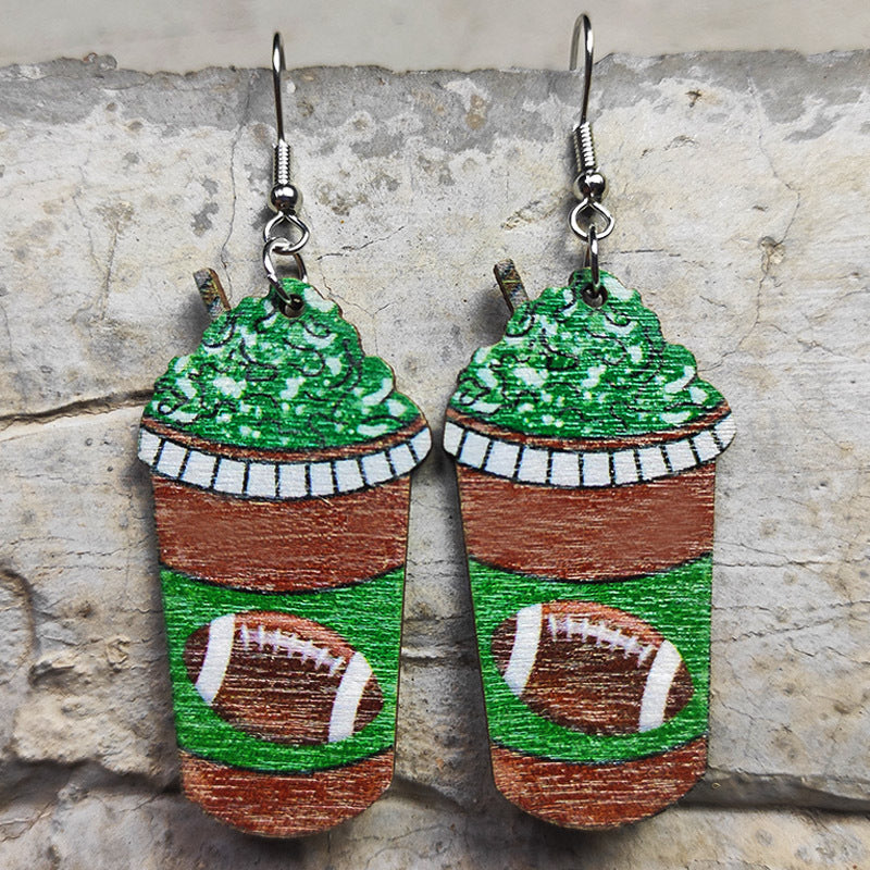 Sports Earrings with Football, Rugby, Baseball, and Basketball Designs