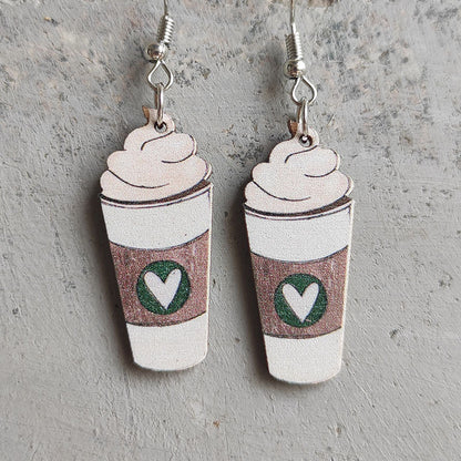 Wooden drink cup earrings