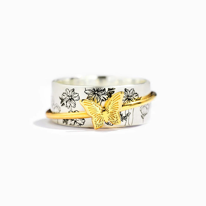 women's butterfly two-tone ring